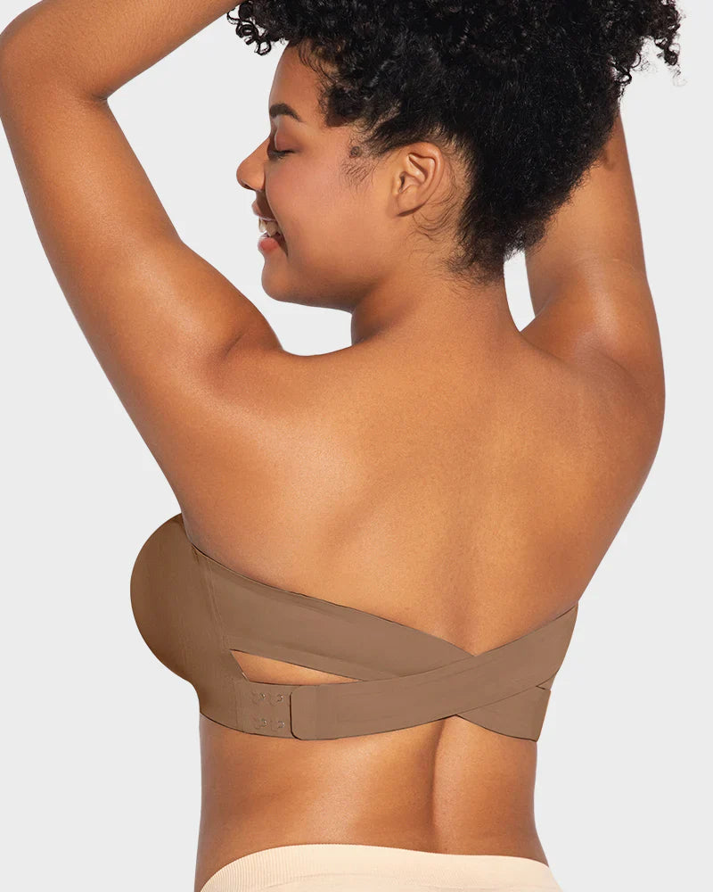 Non-Slip Crossover Side Hook Bandeau Bra