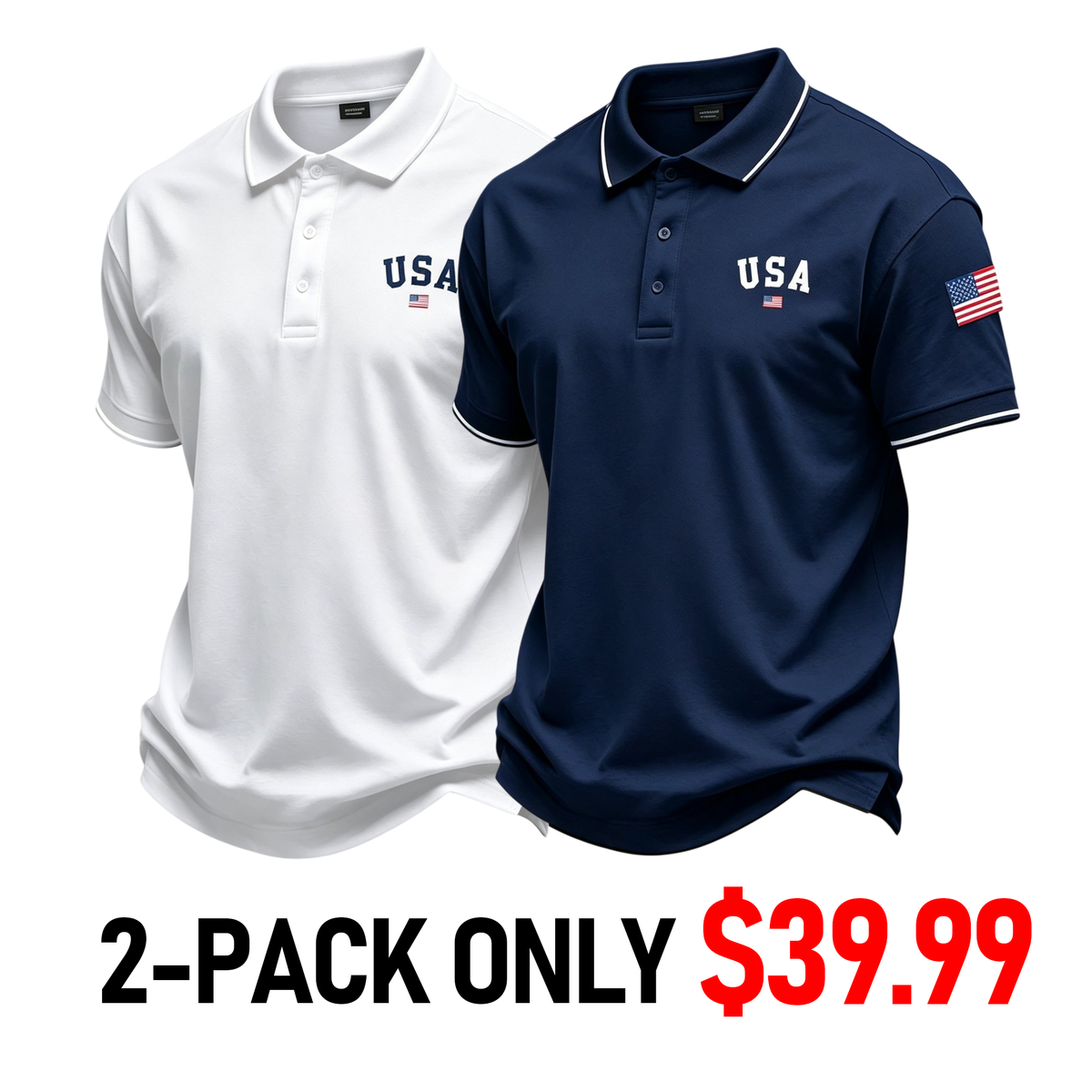 Men's 250th Anniversary Patriotic Polo Shirt – American Flag Embroidery & Contrast Tipping, 4th of July Independence Day Celebration