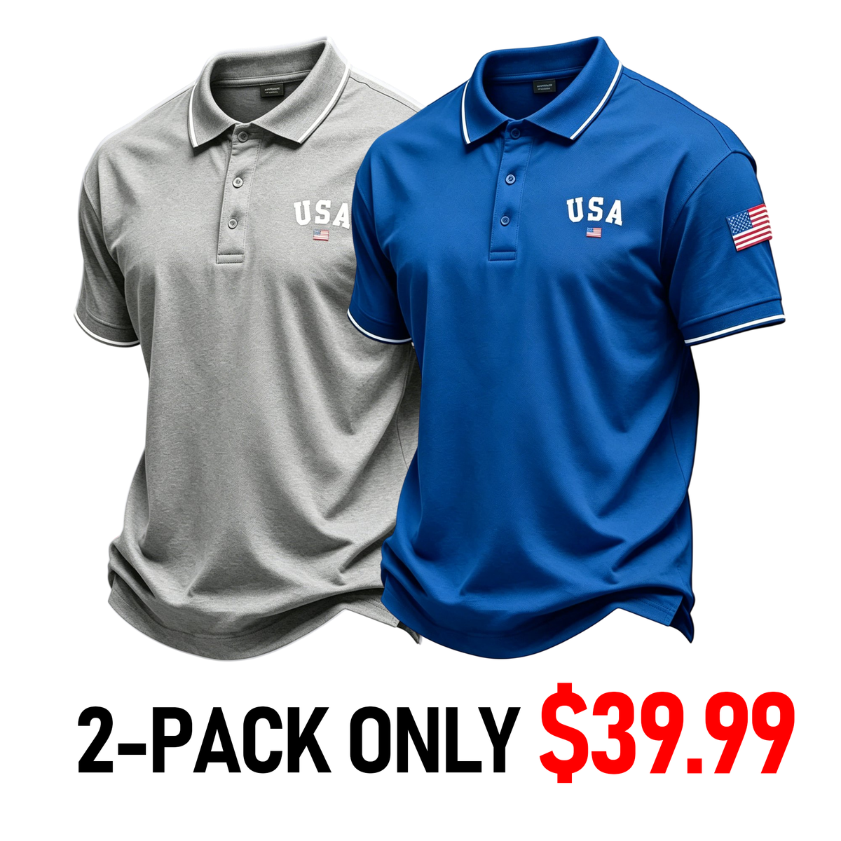 Men's 250th Anniversary Patriotic Polo Shirt – American Flag Embroidery & Contrast Tipping, 4th of July Independence Day Celebration