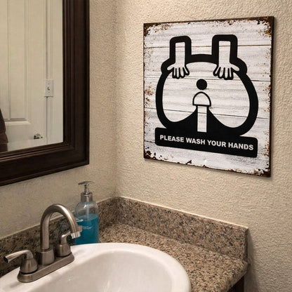 Please Wash Your Hands - Funny Bathroom Sign - Metal Sign