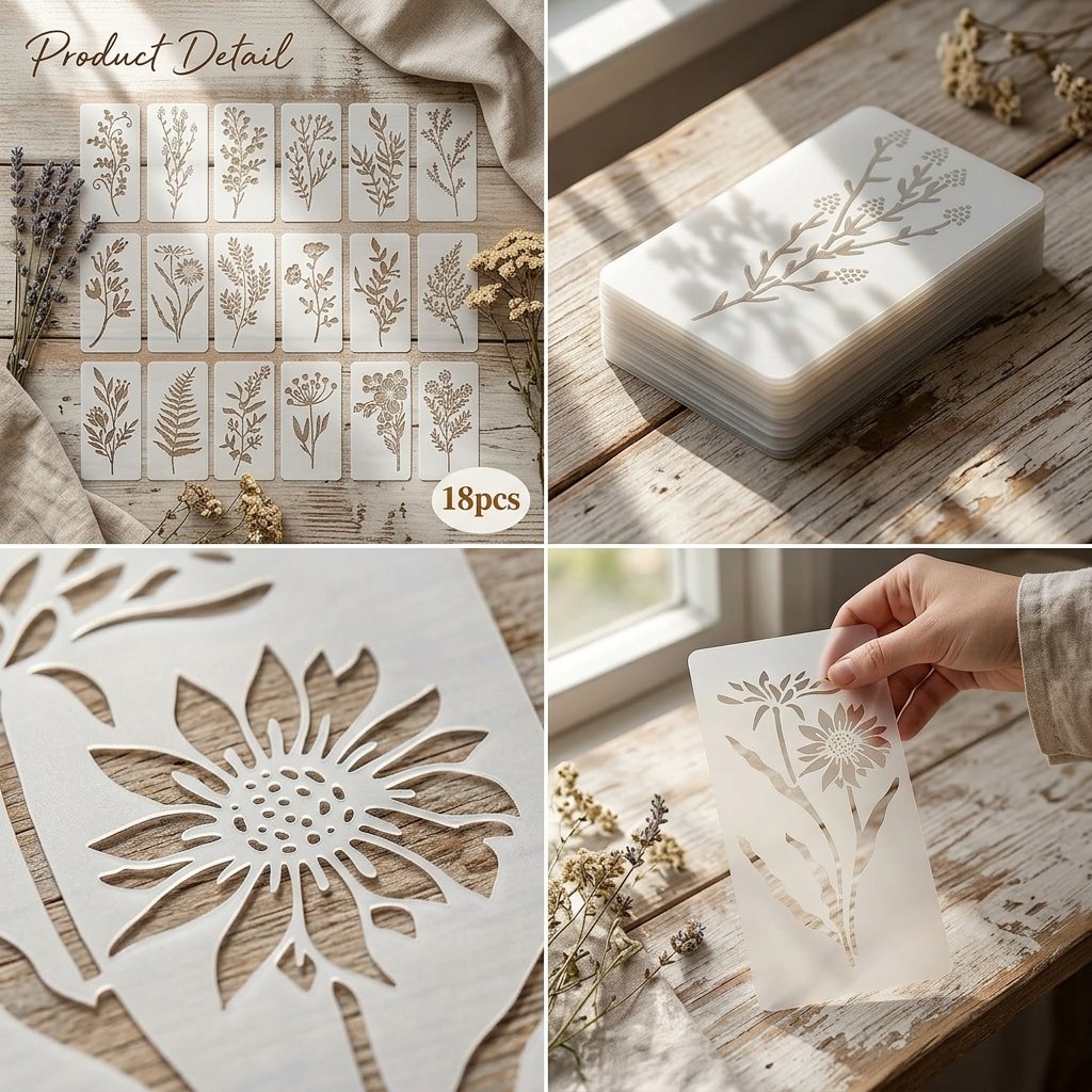 💐18-Piece Botanical Stencil Set – Elevate Your Home & Crafts with Ease (🔥Limited-time discount of 49%)