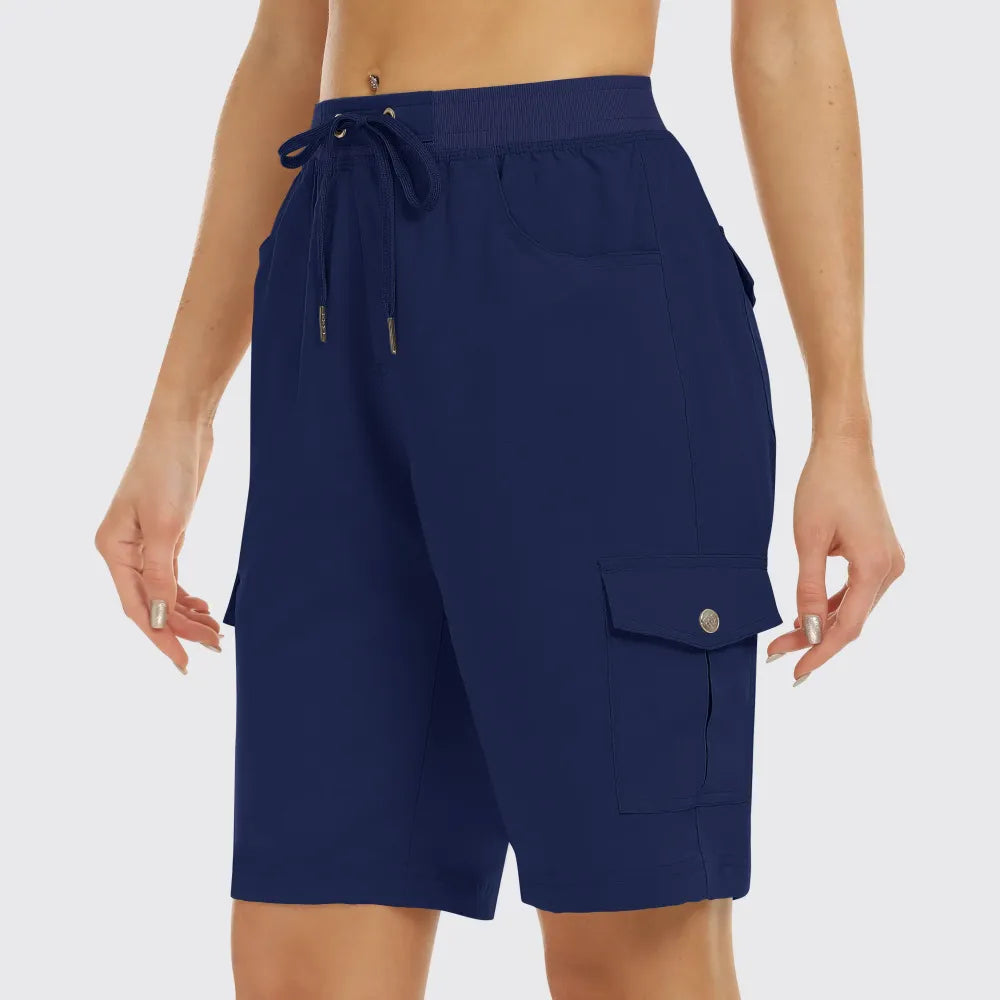 Women's Elastic Waist Quick-Dry Outdoor Shorts with Multi-Pockets