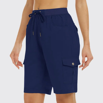 Women's Elastic Waist Quick-Dry Outdoor Shorts with Multi-Pockets