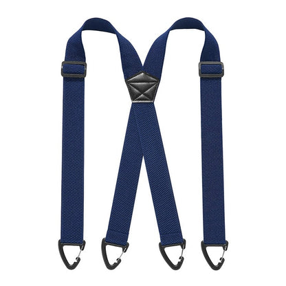 Men's 1.5 Inch X-Back Elastic Suspenders – Adjustable Heavy Duty Carabiner Hook Clips with Leather Cross Pad, Work, Business & Casual Style
