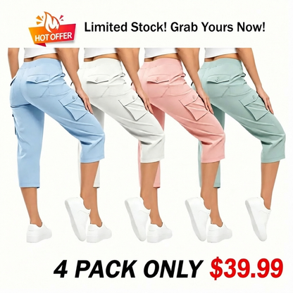 🔥Hot Summer Sale🔥Women’s Drawstring Capri Pants with Pockets for Casual Comfort Wear