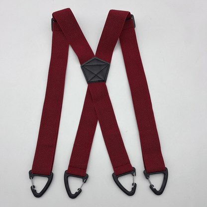 Men's 1.5 Inch X-Back Elastic Suspenders – Adjustable Heavy Duty Carabiner Hook Clips with Leather Cross Pad, Work, Business & Casual Style
