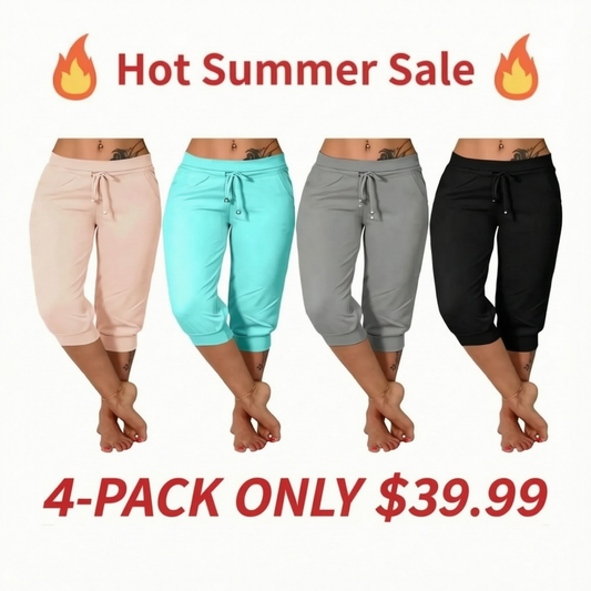 🔥Hot Summer Sale🔥Women’s Drawstring Capri Pants with Pockets for Casual Comfort Wear