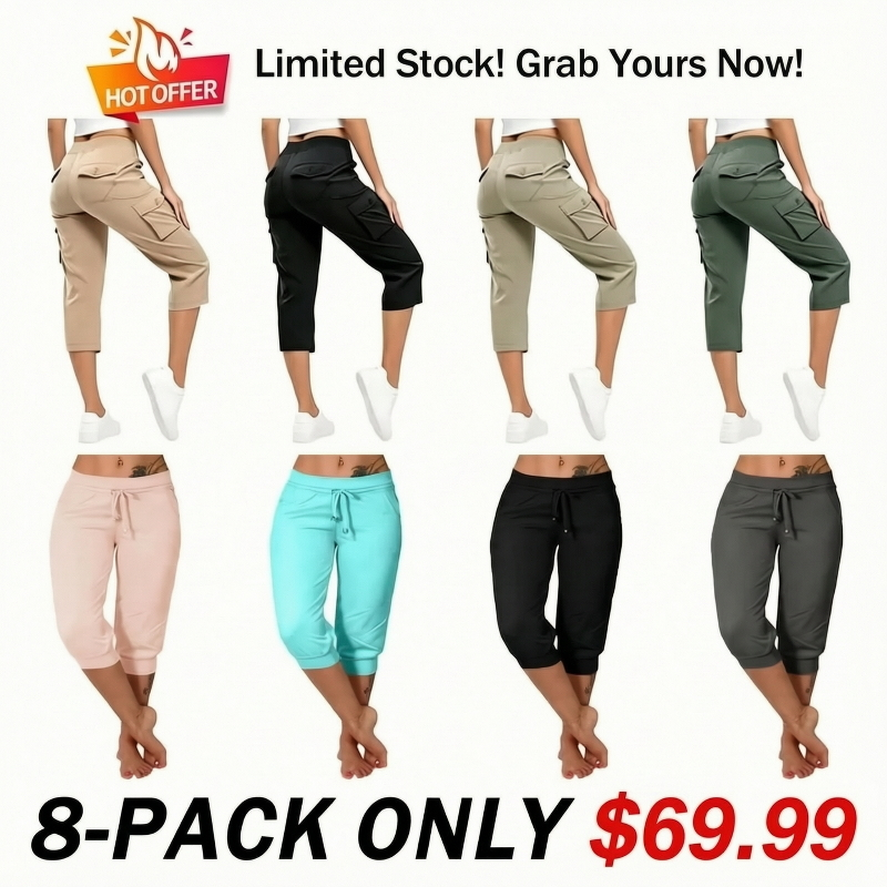 🔥Hot Summer Sale🔥Women’s Drawstring Capri Pants with Pockets for Casual Comfort Wear