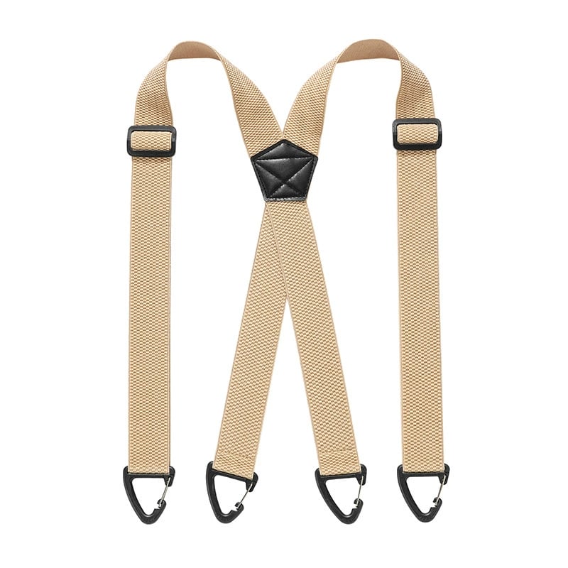 Men's 1.5 Inch X-Back Elastic Suspenders – Adjustable Heavy Duty Carabiner Hook Clips with Leather Cross Pad, Work, Business & Casual Style