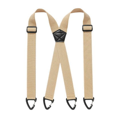 Men's 1.5 Inch X-Back Elastic Suspenders – Adjustable Heavy Duty Carabiner Hook Clips with Leather Cross Pad, Work, Business & Casual Style