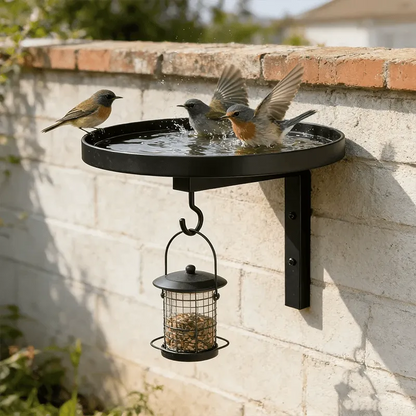 Wall-Mounted Metal Bird Bath – Antique Bronze Finish