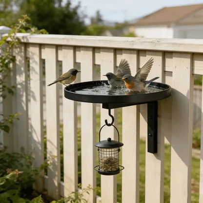 Wall-Mounted Metal Bird Bath – Antique Bronze Finish