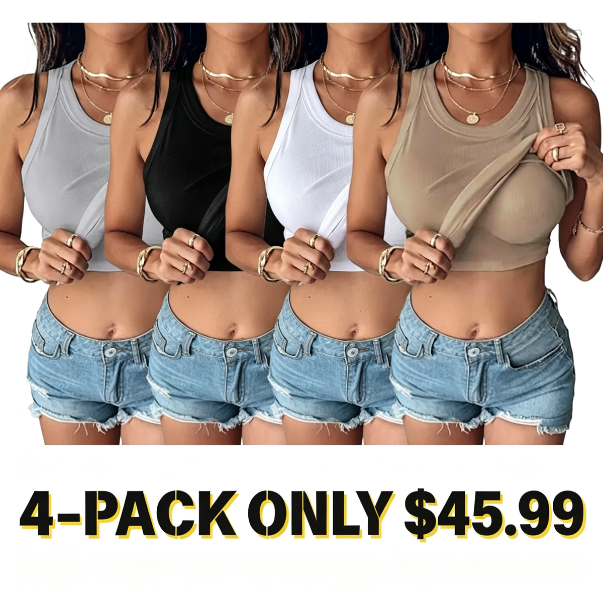 Women's Ribbed Tank Top with Built-in Shelf Bra – Soft Stretch Cami, No Bra Needed for Everyday, Lounge & Casual Wear