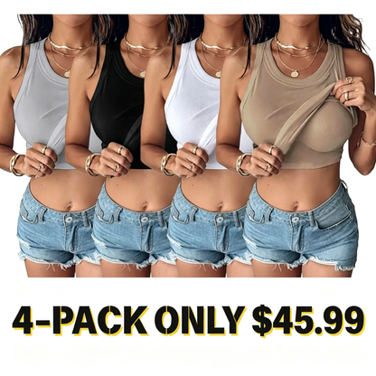 Women's Ribbed Tank Top with Built-in Shelf Bra – Soft Stretch Cami, No Bra Needed for Everyday, Lounge & Casual Wear