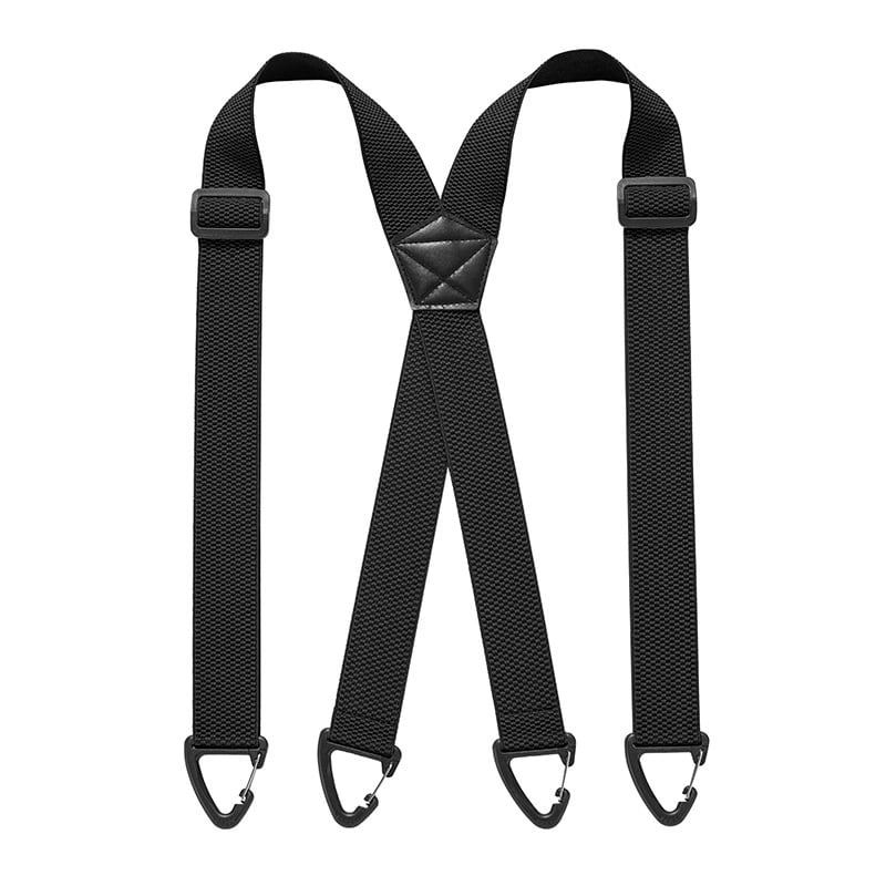 Men's 1.5 Inch X-Back Elastic Suspenders – Adjustable Heavy Duty Carabiner Hook Clips with Leather Cross Pad, Work, Business & Casual Style