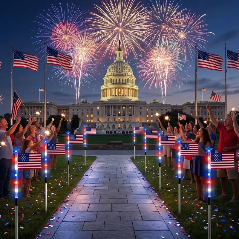 🔥Last Day 49% OFF - 8-Piece Flag Solar Pathway Lights