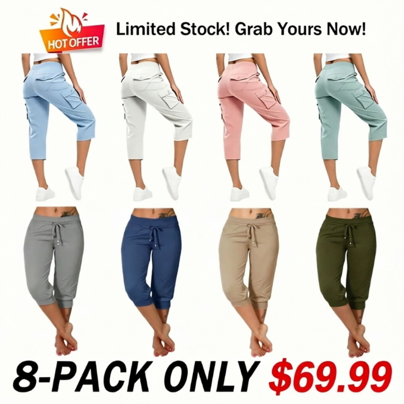 🔥Hot Summer Sale🔥Women’s Drawstring Capri Pants with Pockets for Casual Comfort Wear