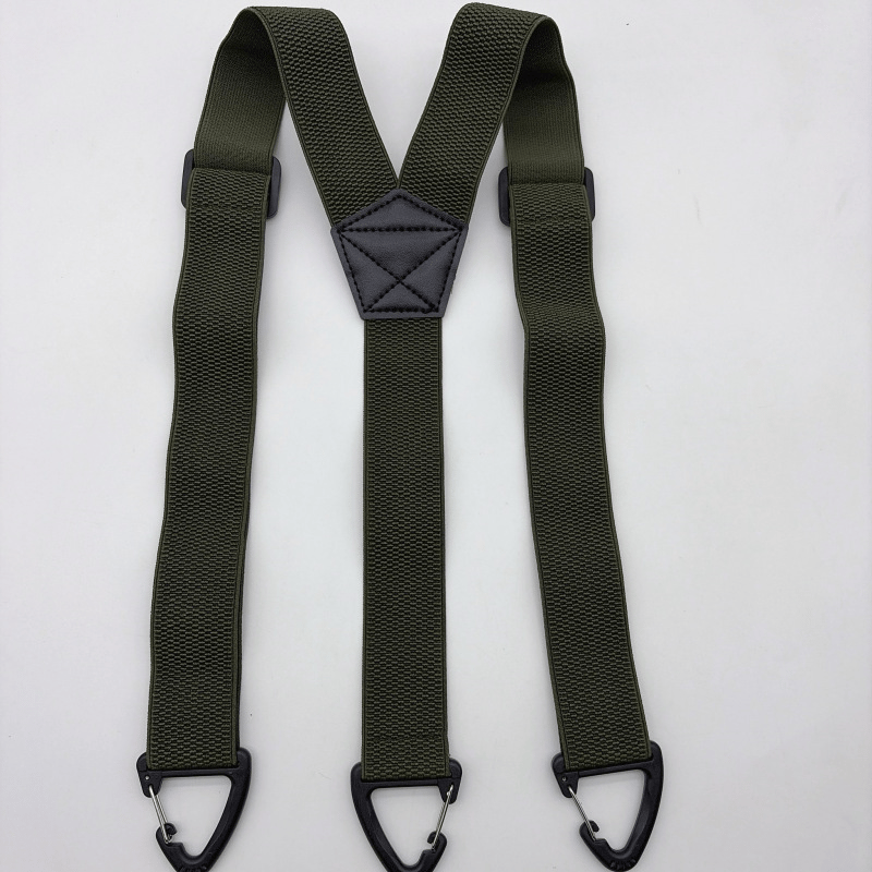 Men's 1.5 Inch X-Back Elastic Suspenders – Adjustable Heavy Duty Carabiner Hook Clips with Leather Cross Pad, Work, Business & Casual Style