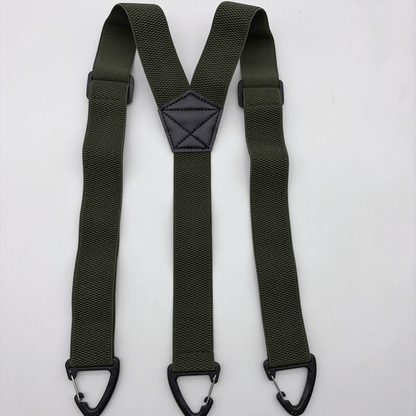 Men's 1.5 Inch X-Back Elastic Suspenders – Adjustable Heavy Duty Carabiner Hook Clips with Leather Cross Pad, Work, Business & Casual Style