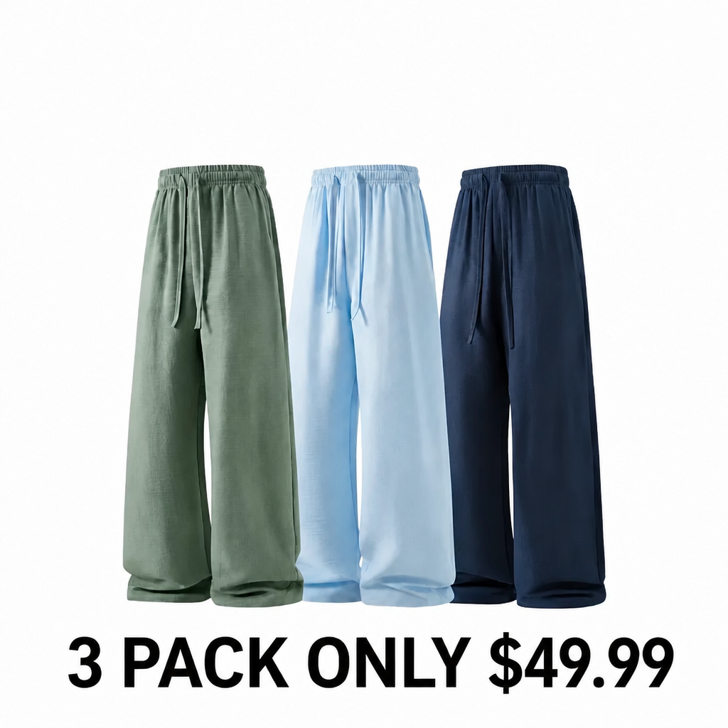 Men's Vintage Linen Pants – Loose Fit, Drawstring Waist, Lightweight & Breathable for Summer