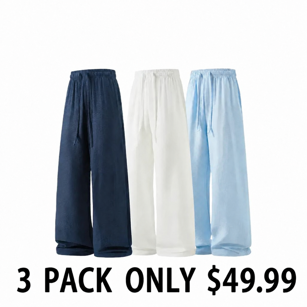 Men's Vintage Linen Pants – Loose Fit, Drawstring Waist, Lightweight & Breathable for Summer