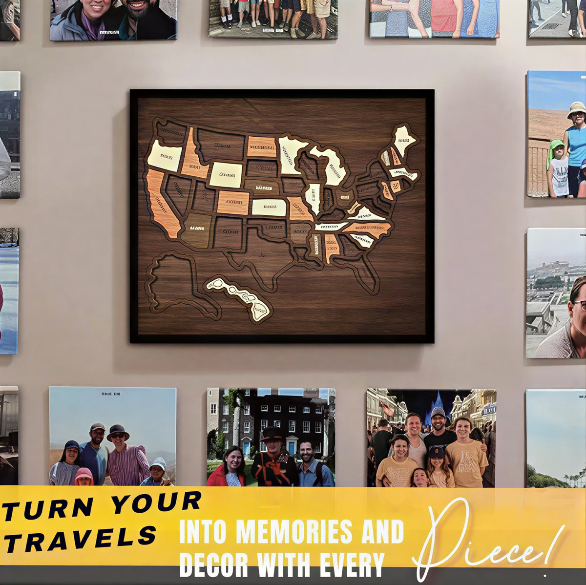 🔥Hot Sale 49% OFF🔥 Wooden USA Travel Map Puzzle🧩A Stylish Way to Track Your Journey & Memories