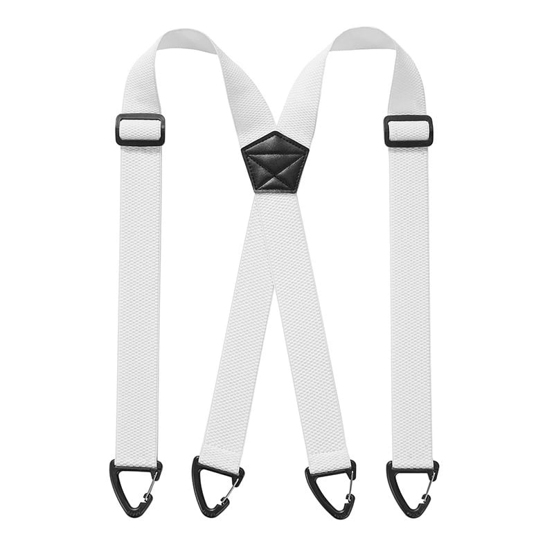 Men's 1.5 Inch X-Back Elastic Suspenders – Adjustable Heavy Duty Carabiner Hook Clips with Leather Cross Pad, Work, Business & Casual Style