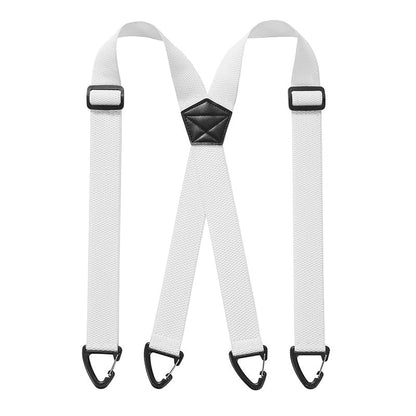 Men's 1.5 Inch X-Back Elastic Suspenders – Adjustable Heavy Duty Carabiner Hook Clips with Leather Cross Pad, Work, Business & Casual Style