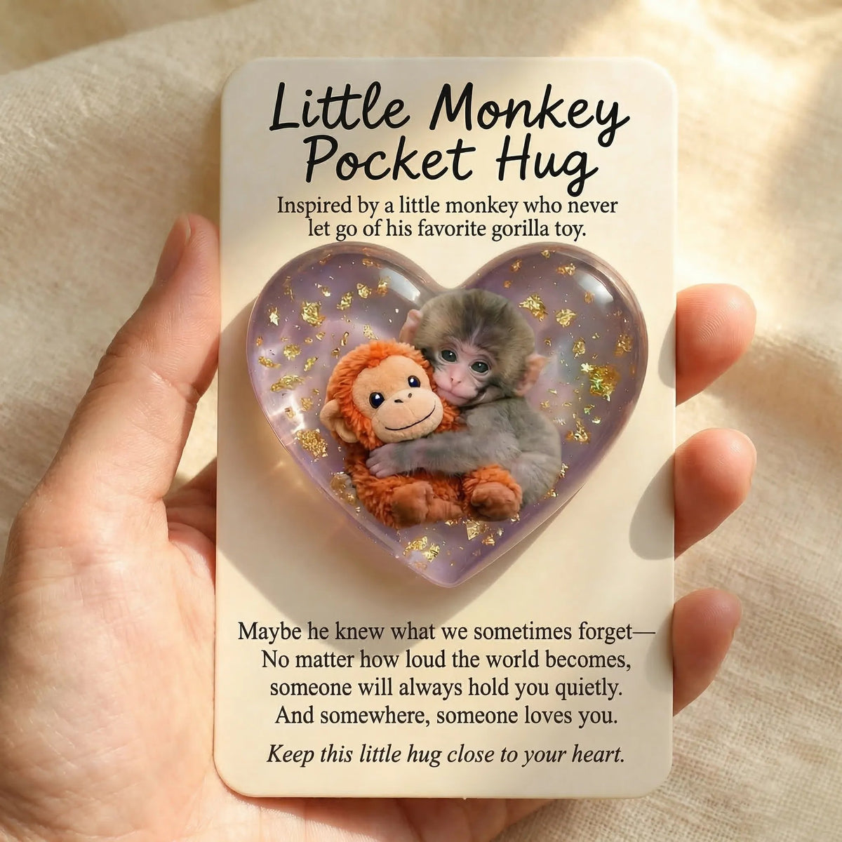 🐵💕Viral Punch Monkey Pocket Hug with Gift Card💌- Emotional Gift for Animal Lovers, Family, Friends, Loved Ones🎁