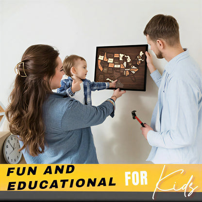 🔥Hot Sale 49% OFF🔥 Wooden USA Travel Map Puzzle🧩A Stylish Way to Track Your Journey & Memories