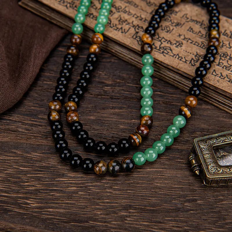 ✨Crystal Fortune Pendant Necklace | GreenAventurine & Tiger Eye Pendant