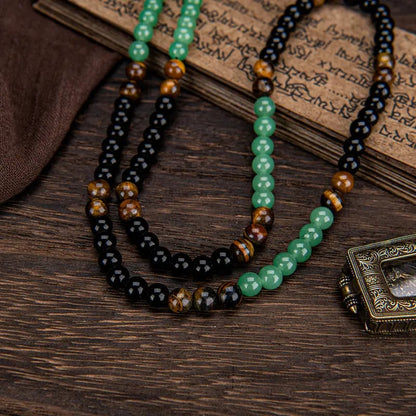✨Crystal Fortune Pendant Necklace | GreenAventurine & Tiger Eye Pendant