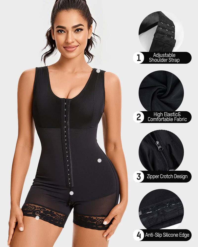 Plus Size Tummy Control Full Shapewear Butt Lifter with Zipper Crotch
