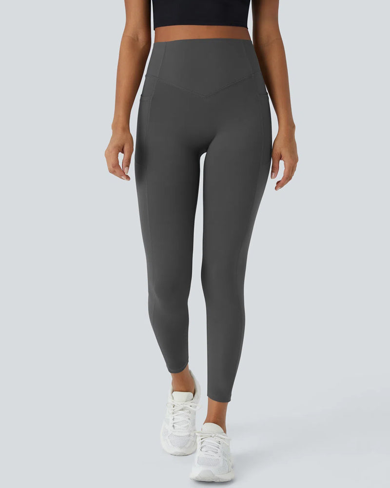 High Waisted Butt Lifting Tummy Control Side Pocket Shaping Training Leggings(2 Pack)