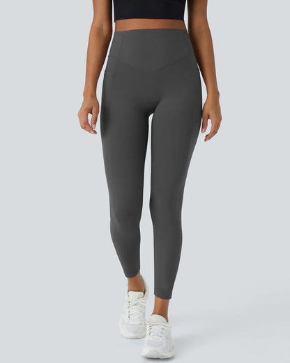 High Waisted Butt Lifting Tummy Control Side Pocket Shaping Training Leggings(2 Pack)