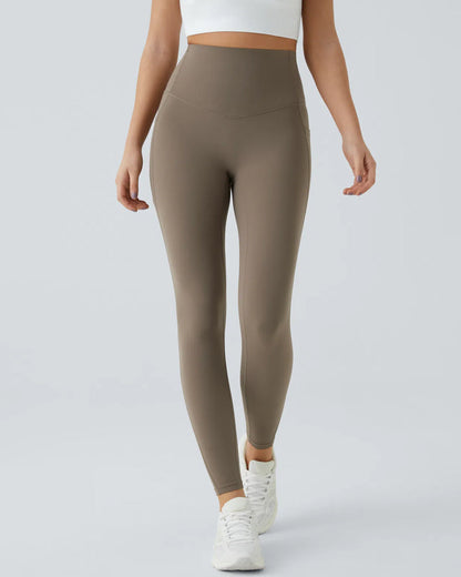 High Waisted Butt Lifting Tummy Control Side Pocket Shaping Training Leggings(2 Pack)