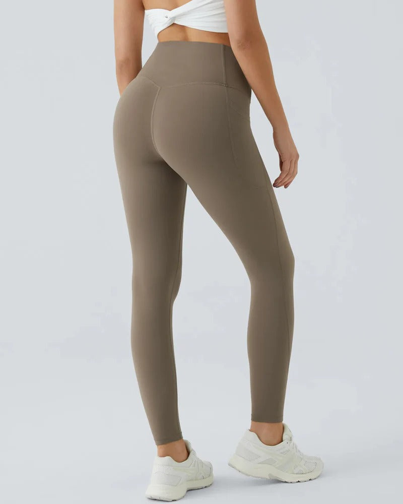 High Waisted Butt Lifting Tummy Control Side Pocket Shaping Training Leggings(2 Pack)