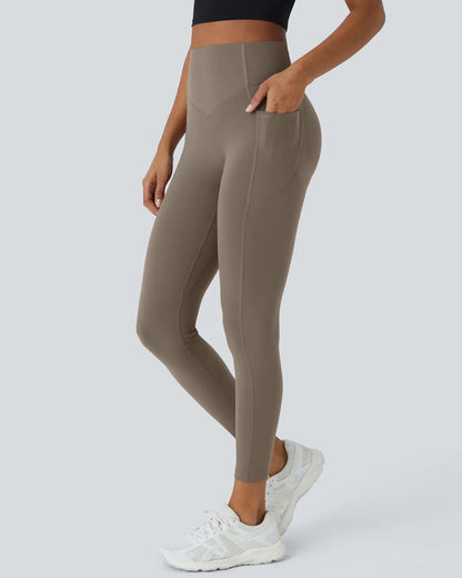 High Waisted Butt Lifting Tummy Control Side Pocket Shaping Training Leggings(2 Pack)