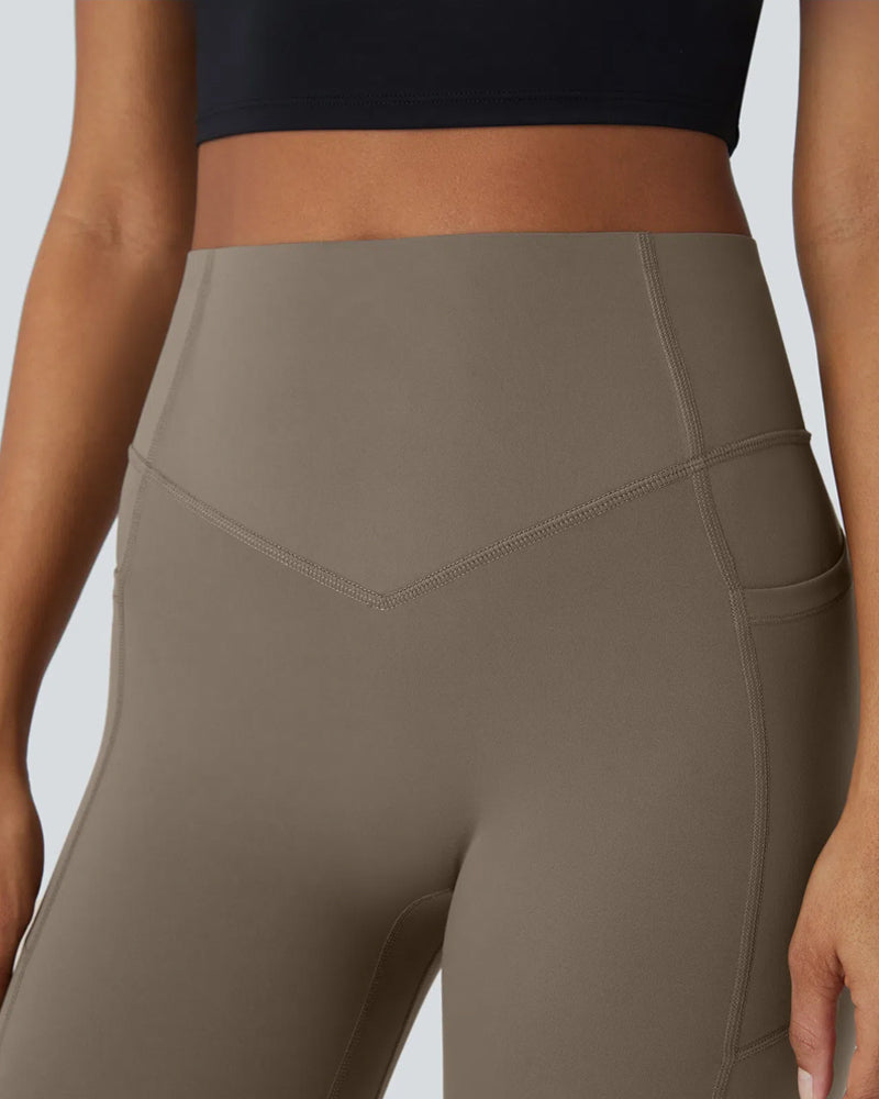 High Waisted Butt Lifting Tummy Control Side Pocket Shaping Training Leggings(2 Pack)
