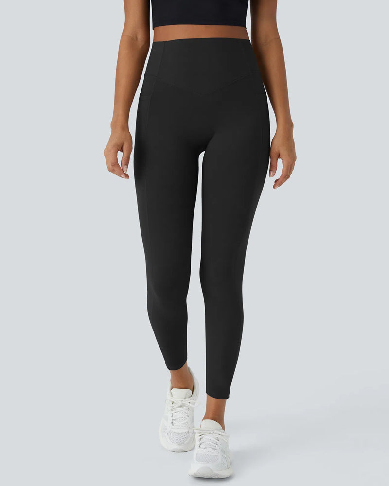 High Waisted Butt Lifting Tummy Control Side Pocket Shaping Training Leggings(2 Pack)