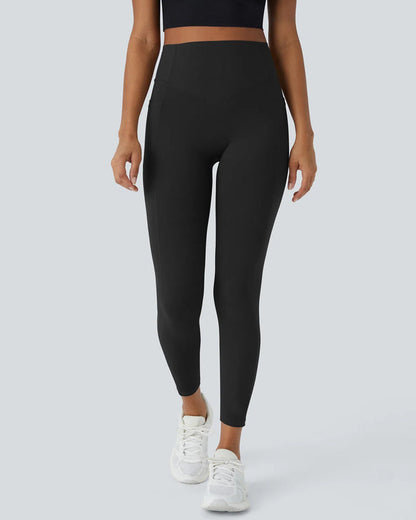 High Waisted Butt Lifting Tummy Control Side Pocket Shaping Training Leggings(2 Pack)