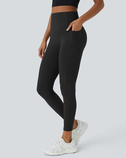 High Waisted Butt Lifting Tummy Control Side Pocket Shaping Training Leggings(2 Pack)