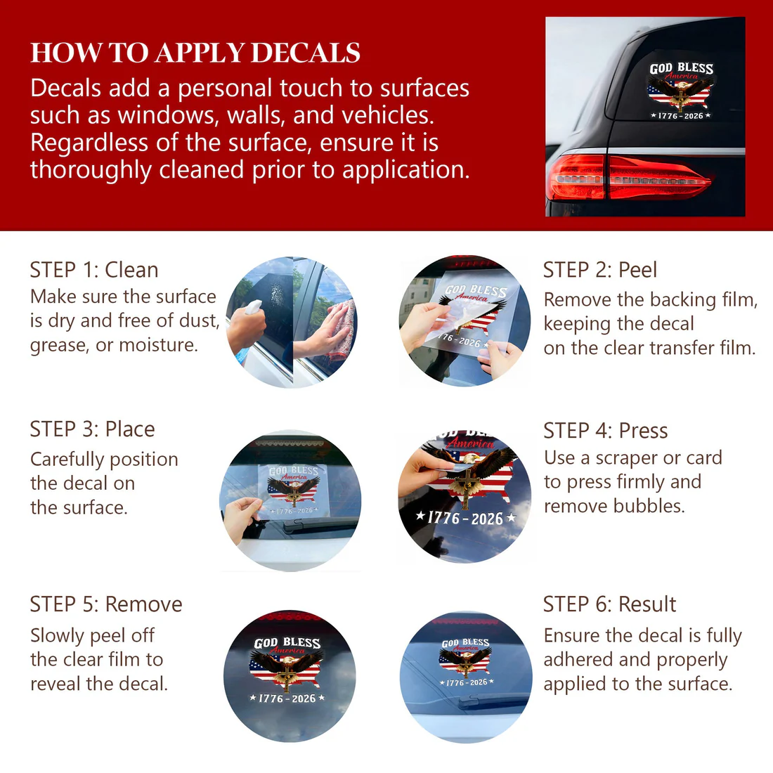 LIMITED TIME OFFER – 250th Anniversary Decal United States Of America Eagle Patriotic