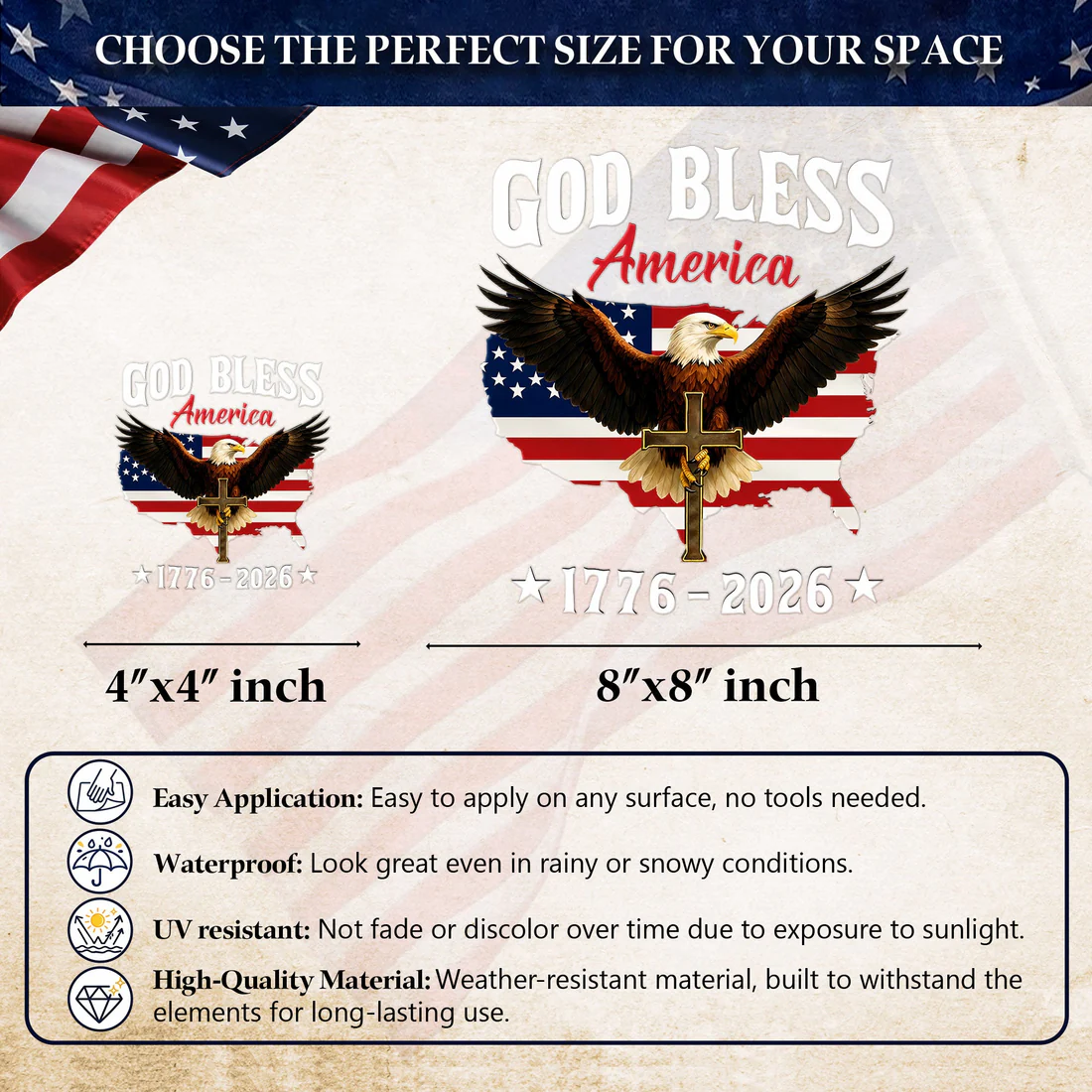 LIMITED TIME OFFER – 250th Anniversary Decal United States Of America Eagle Patriotic